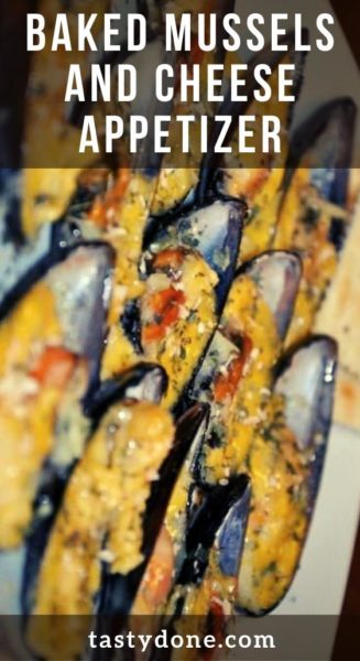 Baked mussels and cheese appetizer