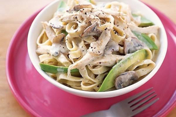 Creamy chicken pasta with mushrooms and parmesan