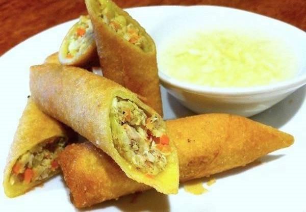 Fried egg rolls with sweet and sour sauce