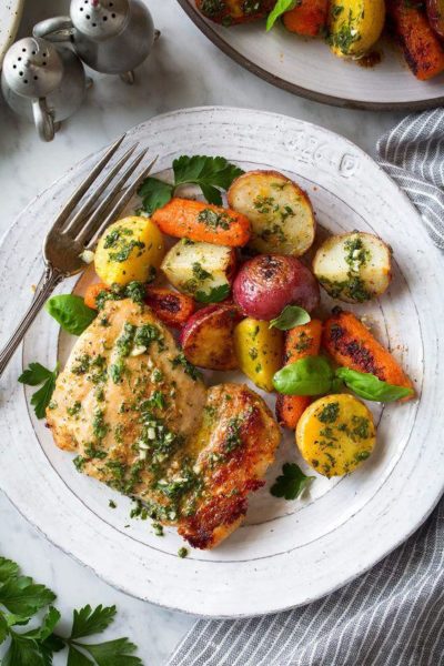Roasted Chicken and Veggies with Garlic Herb Vinaigrette