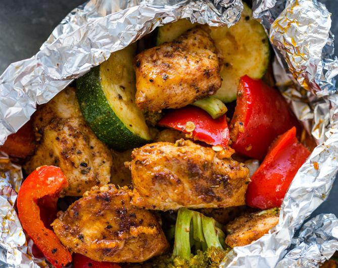 Cajun Chicken and Veggies Foil Packs