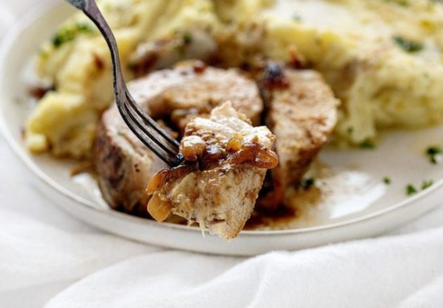 I often cook pork loin with French onion and Italian seasoning - really a festive dish!
