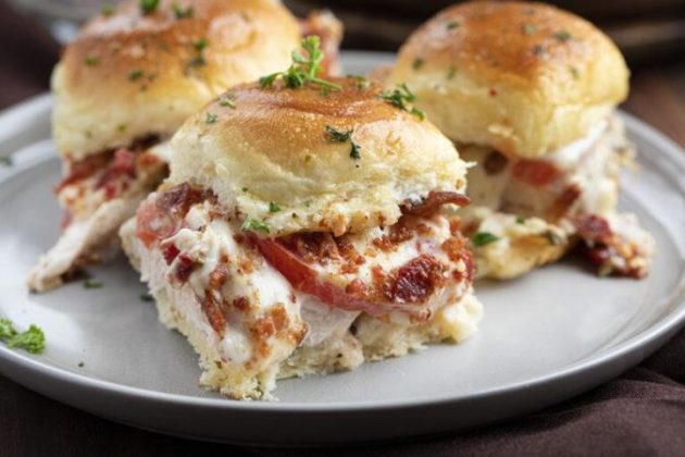 Traditionally Open-faced Kentucky Hot Brown Sliders