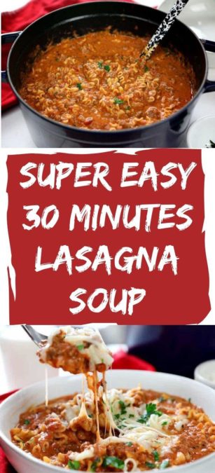Super Easy 30 minutes Lasagna Soup