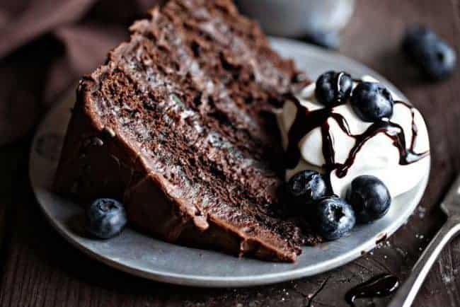 Beautiful One Bowl Chocolate Cake With Fruits