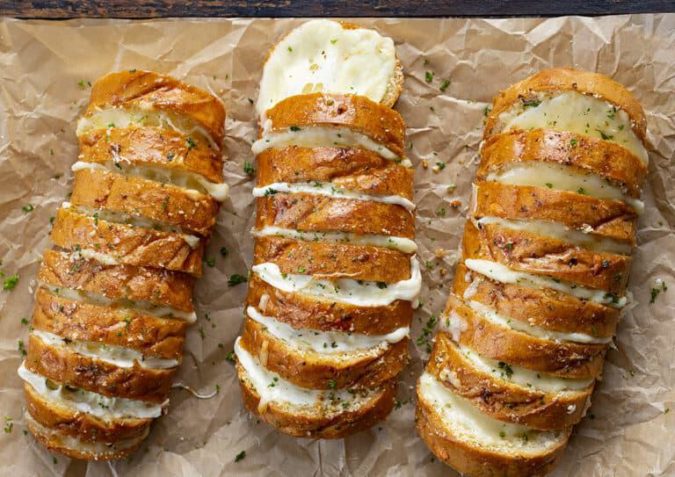 Hasselback Cheesy Bread With a Garlic Butter Mixture