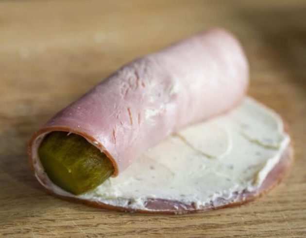 Pickle Roll-Ups in Cream Cheese