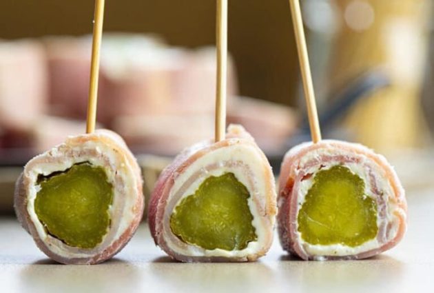 Pickle Roll-Ups in Cream Cheese