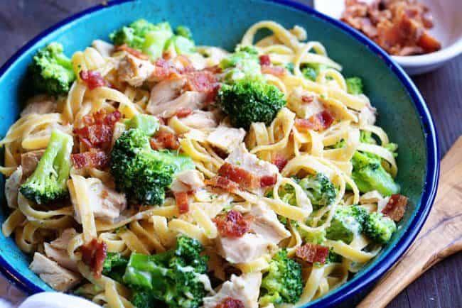 Classic Chicken Fettuccine Alfredo Recipe with Bacon and Broccoli