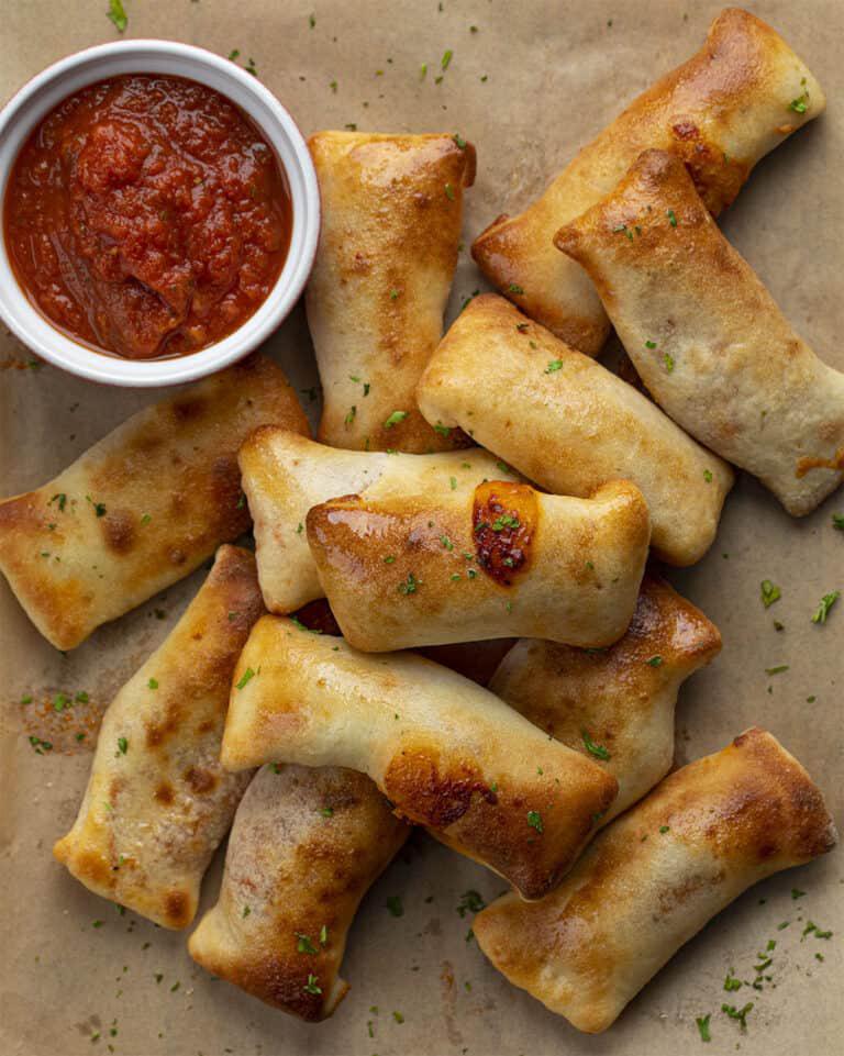 Air Fryer Pizza Rolls Filled with Pizza Sauce, Pepperoni and Mozzarella