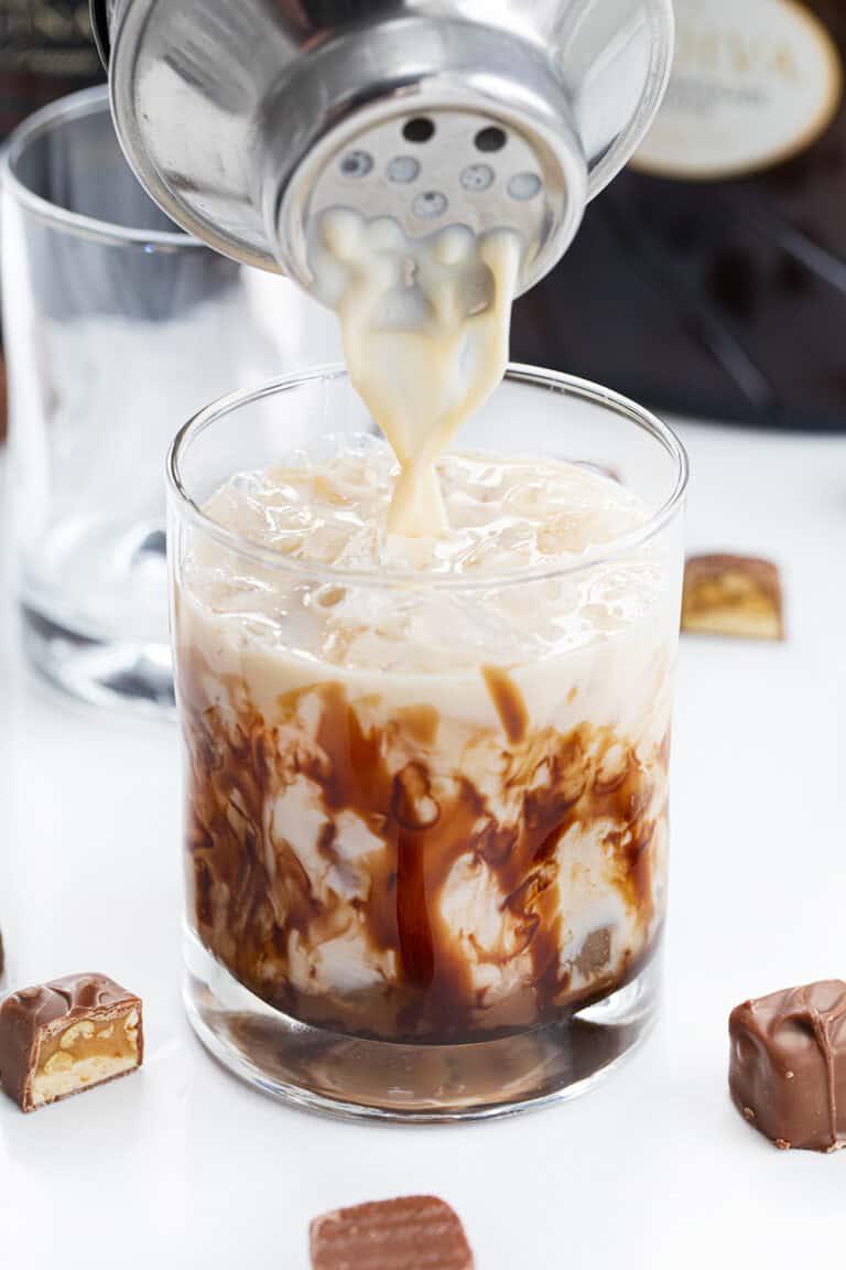 Snickers Cocktail - liquid candy bar in a glass