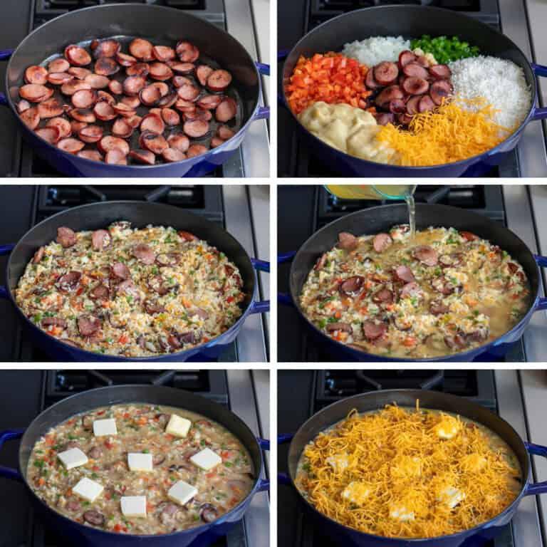 One-pan Cheesy Sausage and Rice Recipe
