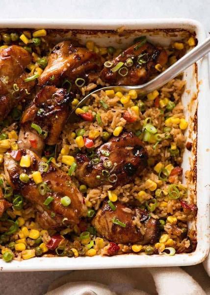 Marinated and Baked Chinese Chicken and Rice