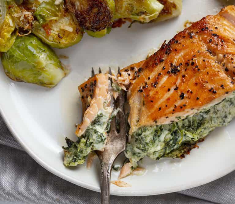 Tender and Juicy Spinach Stuffed Salmon