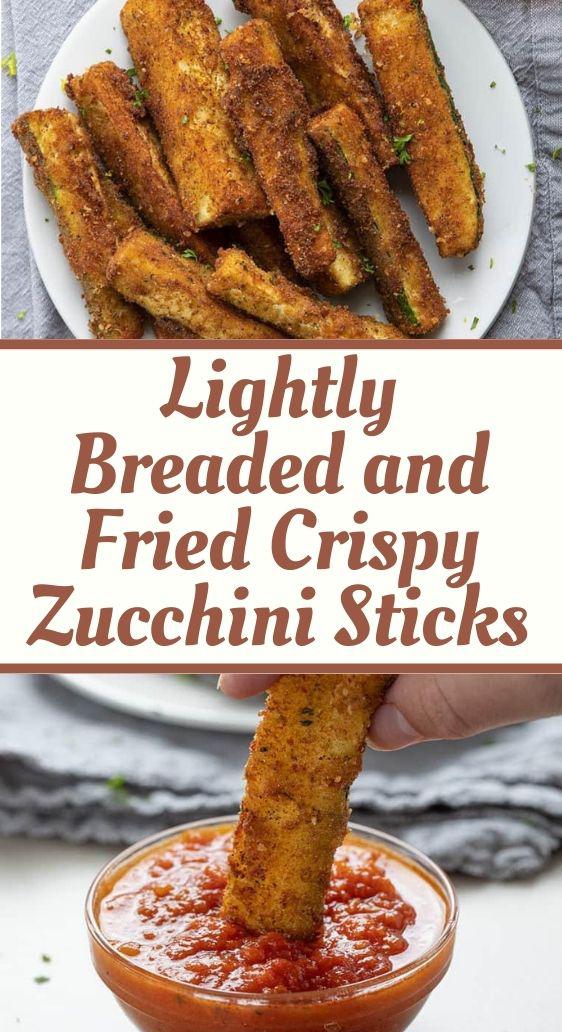Lightly Breaded and Fried Crispy Zucchini Sticks