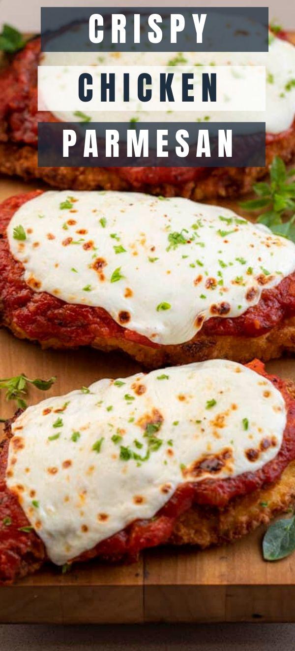Pan-fried Crispy Chicken Parmesan with Homemade Tomato Sauce