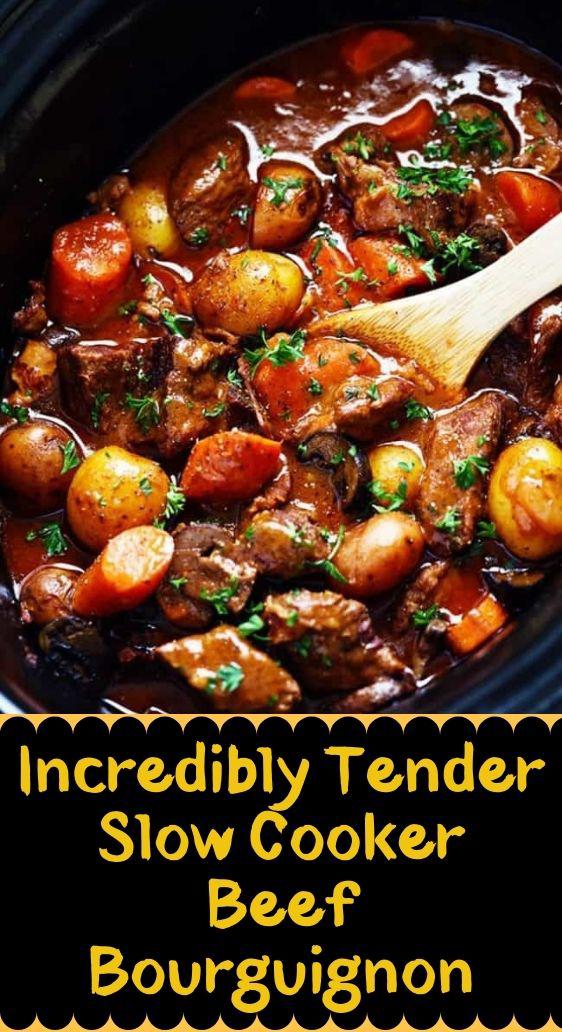 Incredibly Tender Slow Cooker Beef Bourguignon