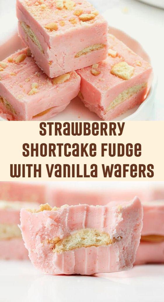 Strawberry Shortcake Fudge with Vanilla Wafers - TASTYDONE