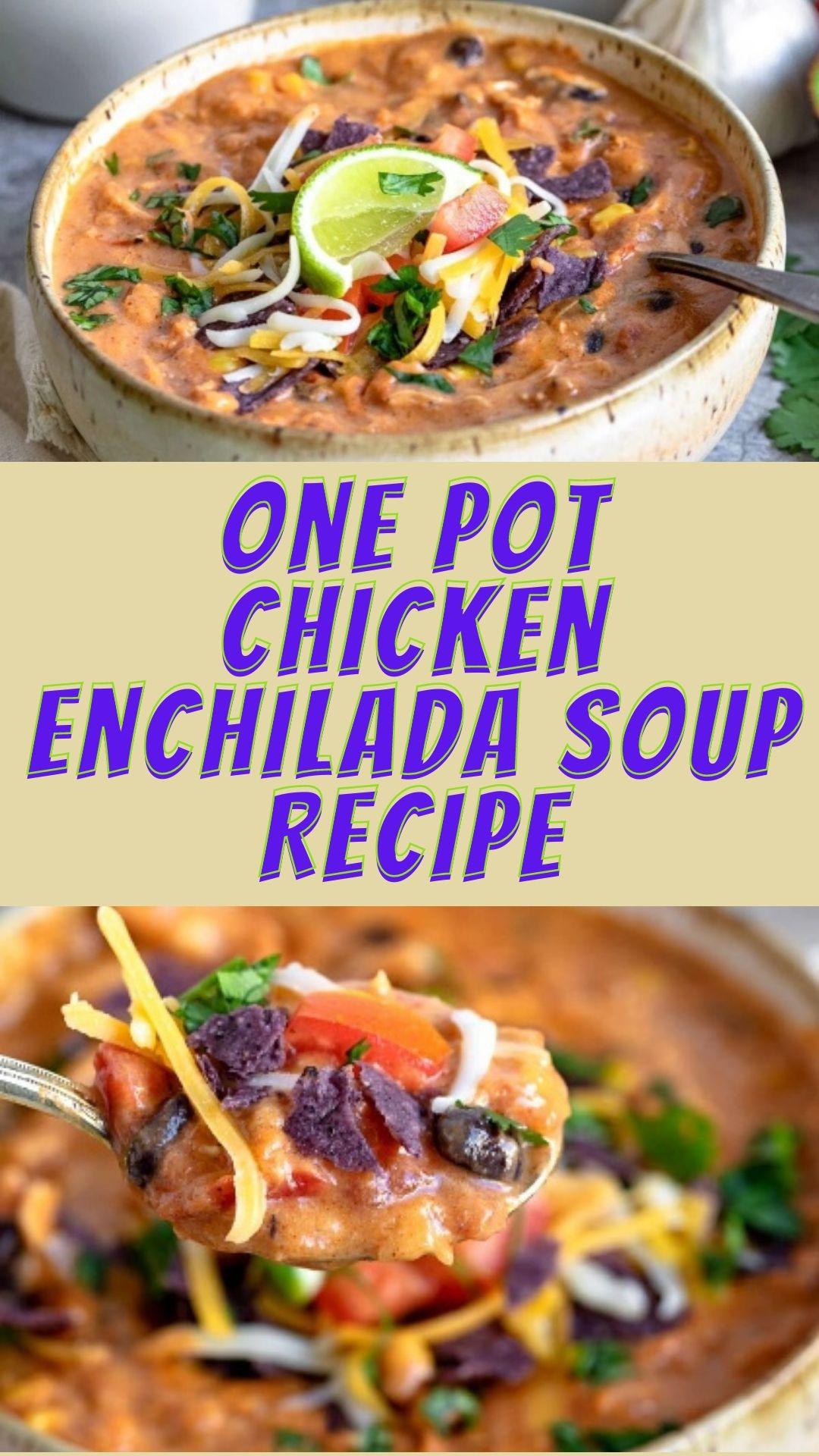 One Pot Chicken Enchilada Soup Recipe - TASTYDONE