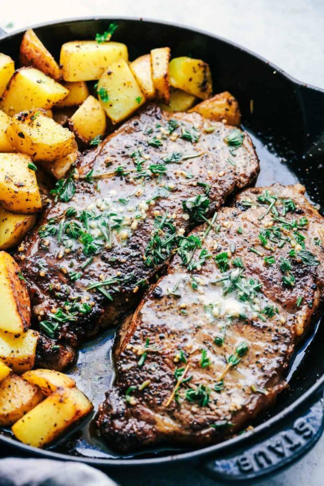 Skillet Herb Steak and Potatoes with Garlic Butter