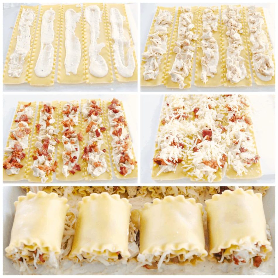 Garlic Alfredo Roll Ups with Chicken and Bacon