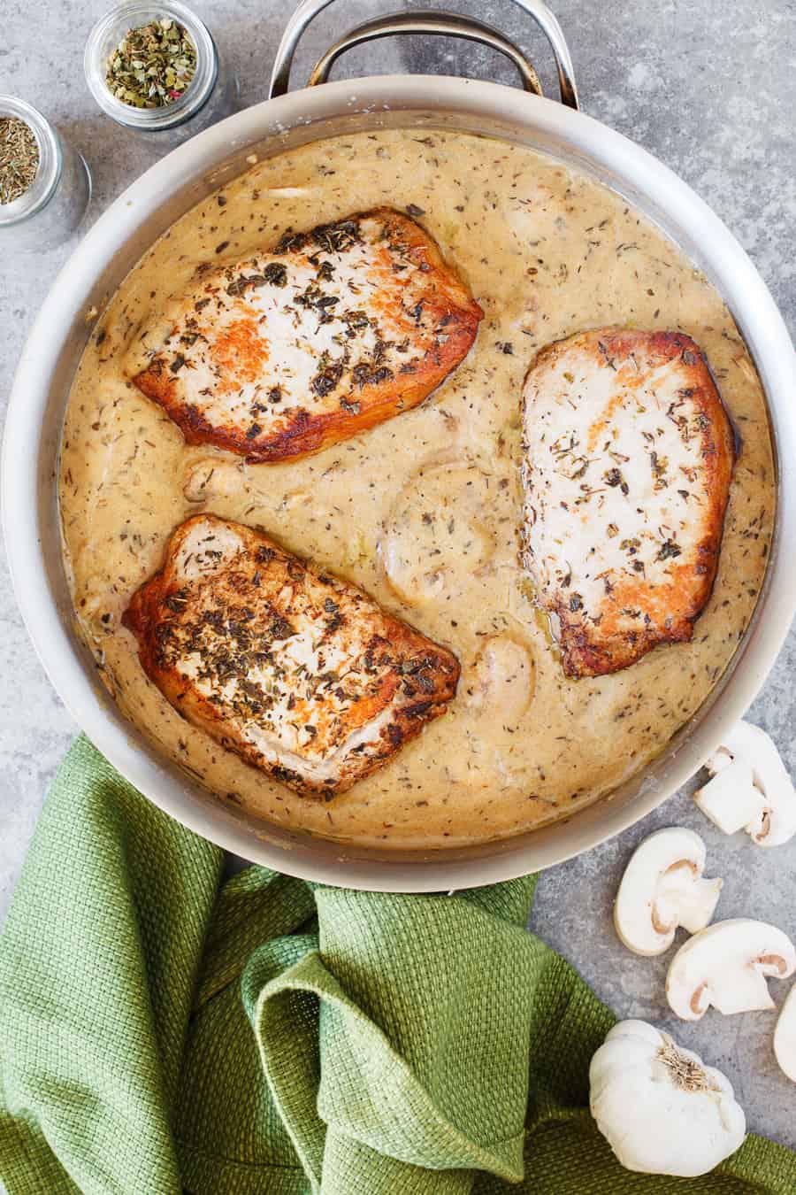 Creamy and Delicious Browned Butter Pork Chops with Mushrooms