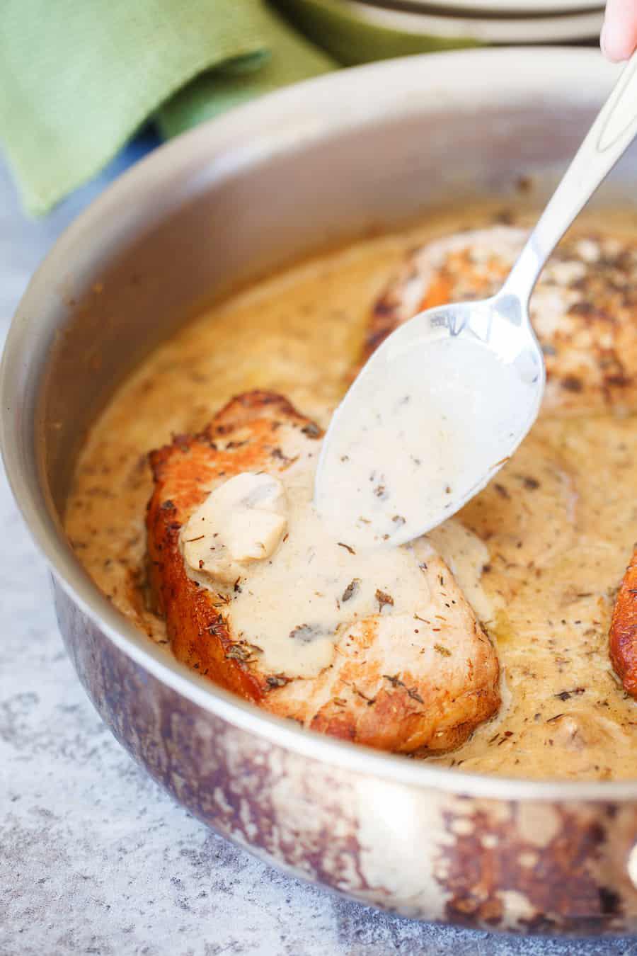 Creamy and Delicious Browned Butter Pork Chops with Mushrooms