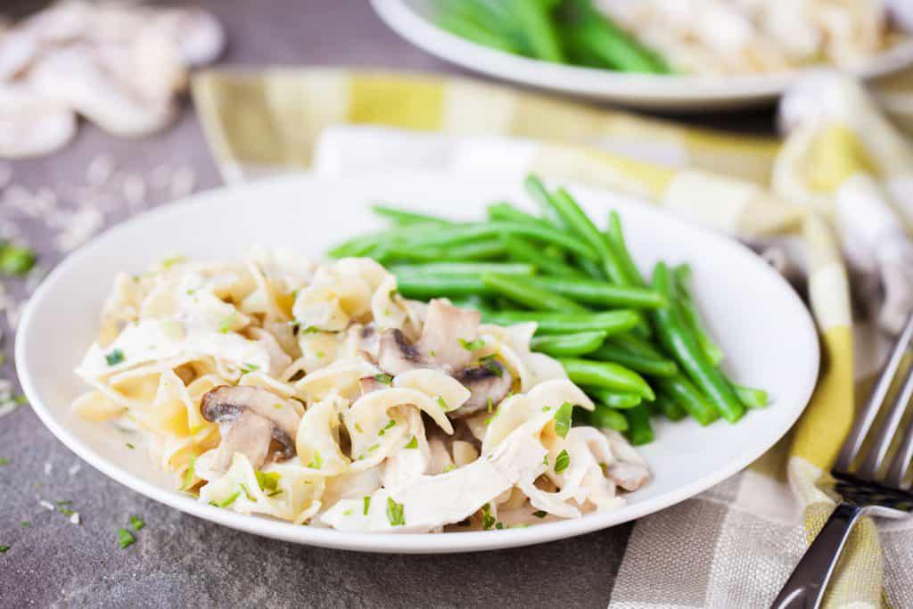 Amish Chicken and Noodles Casserole with a Savory White Sauce