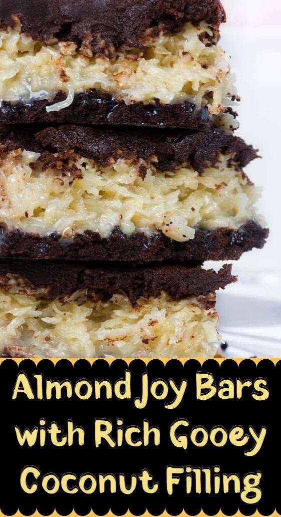 Almond Joy Bars with Rich Gooey Coconut Filling