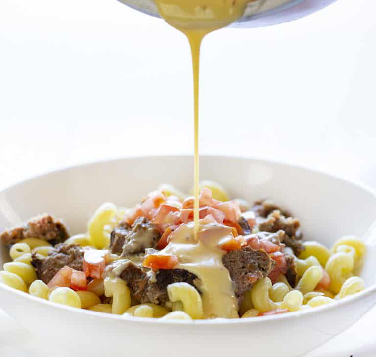Cheeseburger Pasta with Homemade Cheddar Cheese Sauce