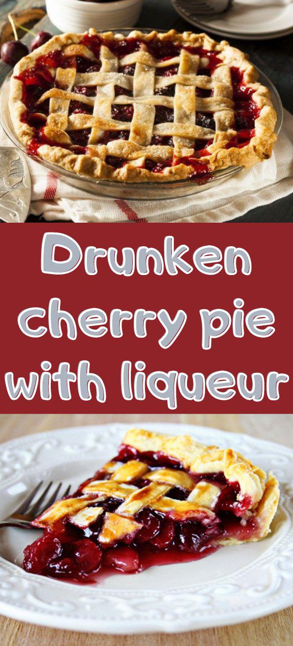 Drunken cherry pie with liqueur