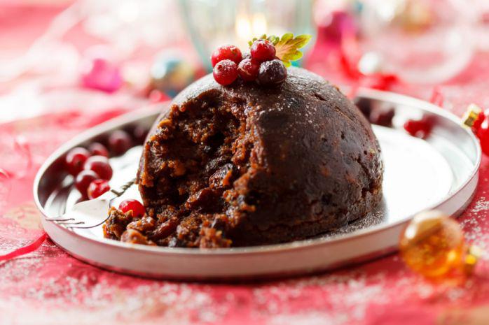 English Christmas pudding with candied fruits