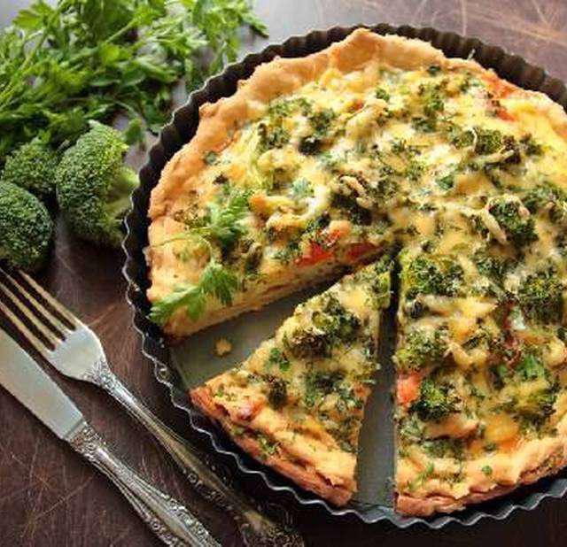 French Quiche with broccoli and young carrots