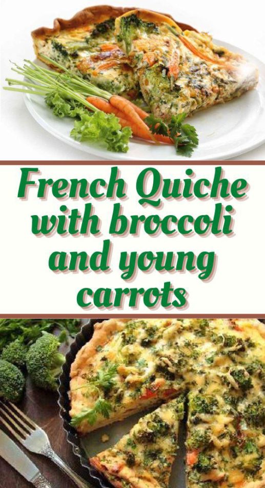French Quiche with broccoli and young carrots