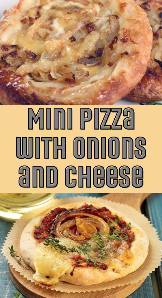 Mini pizza with onions and cheese