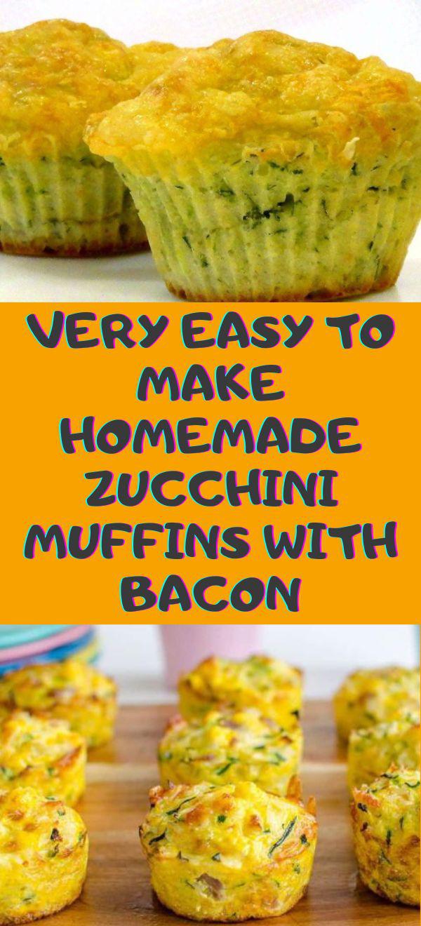 Very easy to make homemade zucchini muffins with bacon
