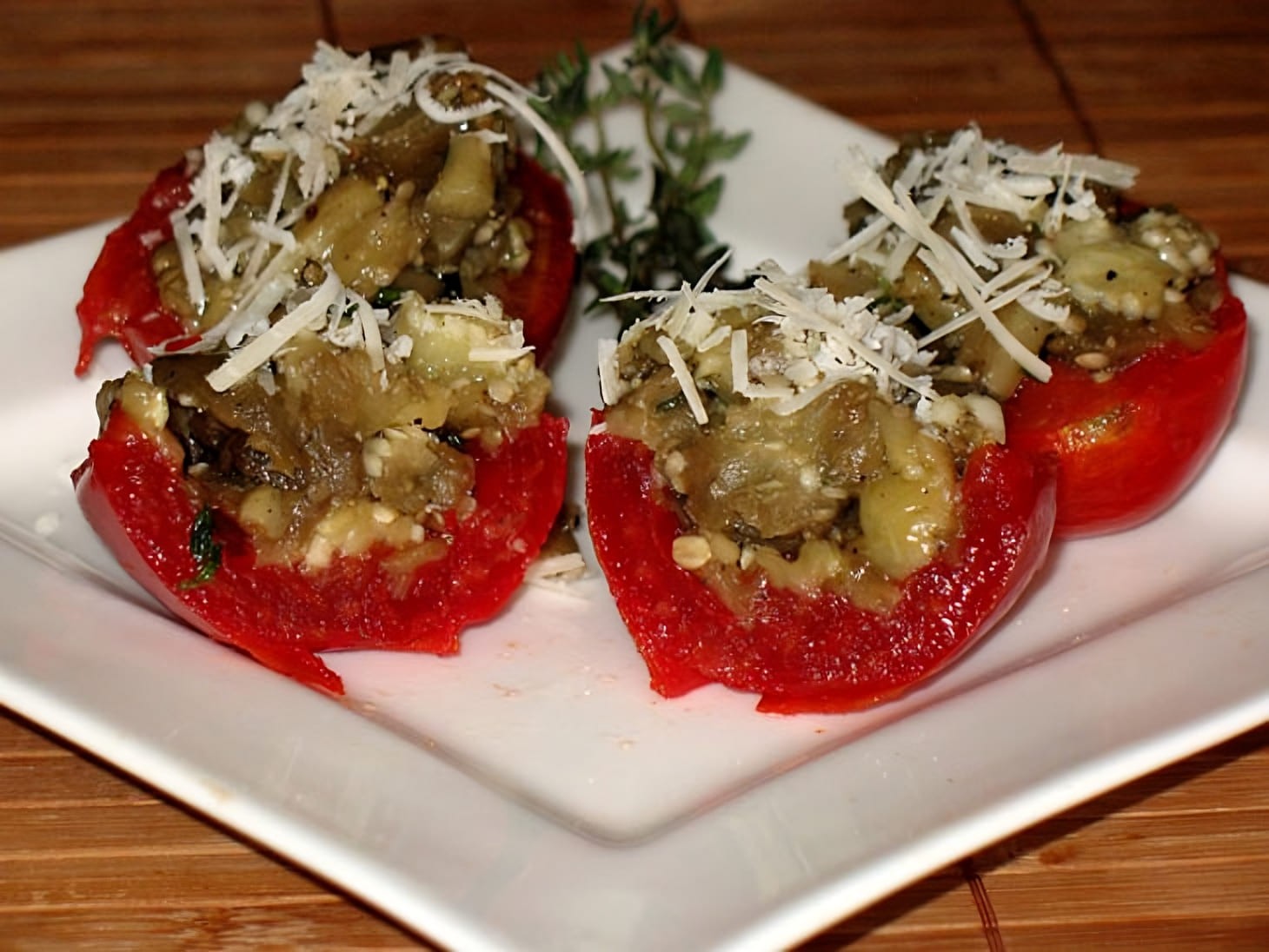 Tomatoes with Eggplant Filling "Mediterranean Ships"