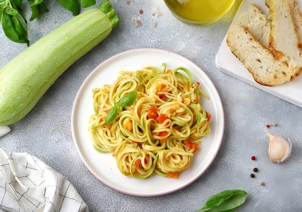 Zucchini Spaghetti with Tomatoes
