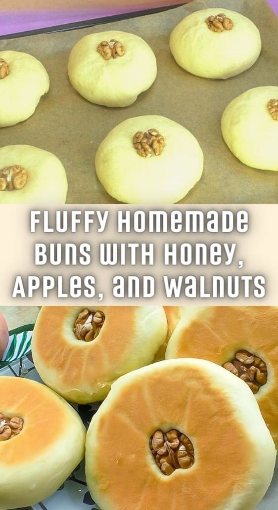 Fluffy Homemade Buns with Honey, Apples, and Walnuts