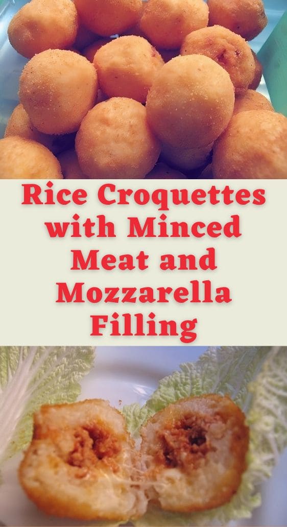Rice Croquettes with Minced Meat and Mozzarella Filling