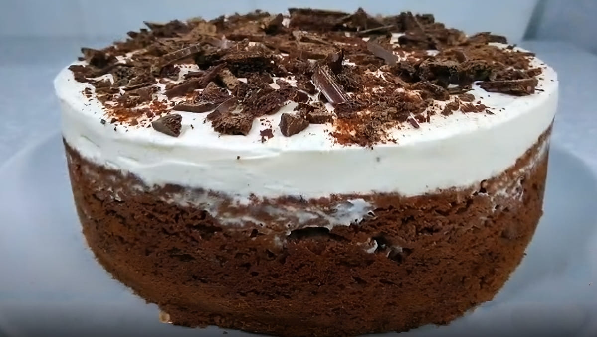 Chocolate Cake with Drunken Peaches and Sour Cream Frosting