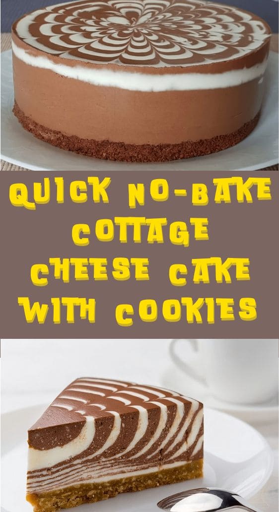Quick No-Bake Cottage Cheese Cake with Cookies
